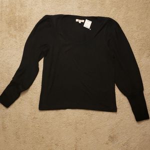 NWT Madewell Black Puff Sleeve Top Size M